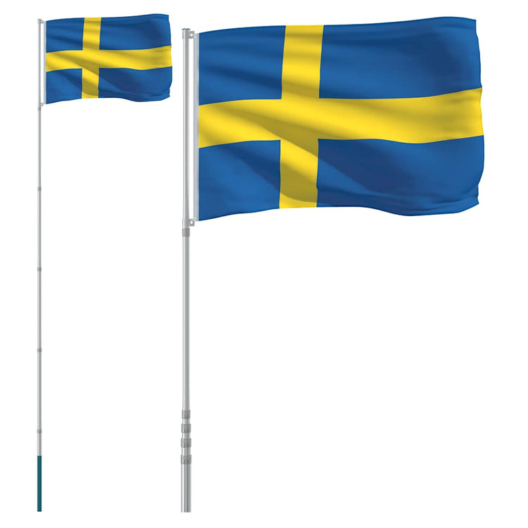 VIDAXL -Flag mit Flaggmastschweden 5,55 m Aluminium