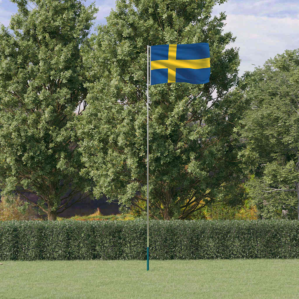 VIDAXL -Flag mit Flaggmastschweden 5,55 m Aluminium
