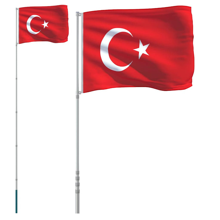 Vidaxxl Flagge mit Fahnenmast Türkei 5,5 m Aluminium
