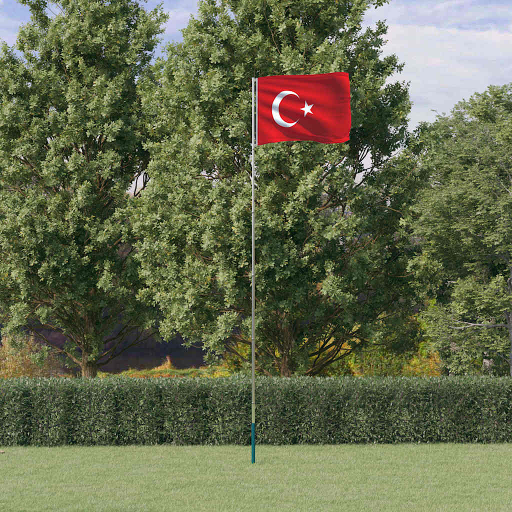 Vidaxxl Flagge mit Fahnenmast Türkei 5,5 m Aluminium