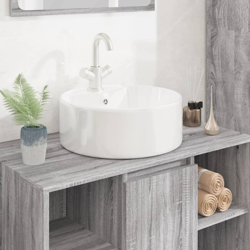 VIDAXL WASHBAIN 40x14,5 cm rund Keramik Weiß
