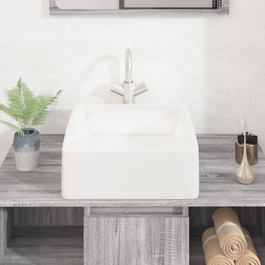 VIDAXL WASHBAIN 37X37X13 CM Square Ceramic White