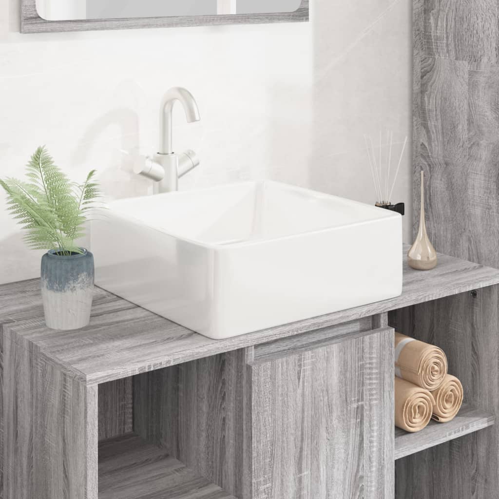 VIDAXL WASHBAIN 37X37X13 CM Square Ceramic White