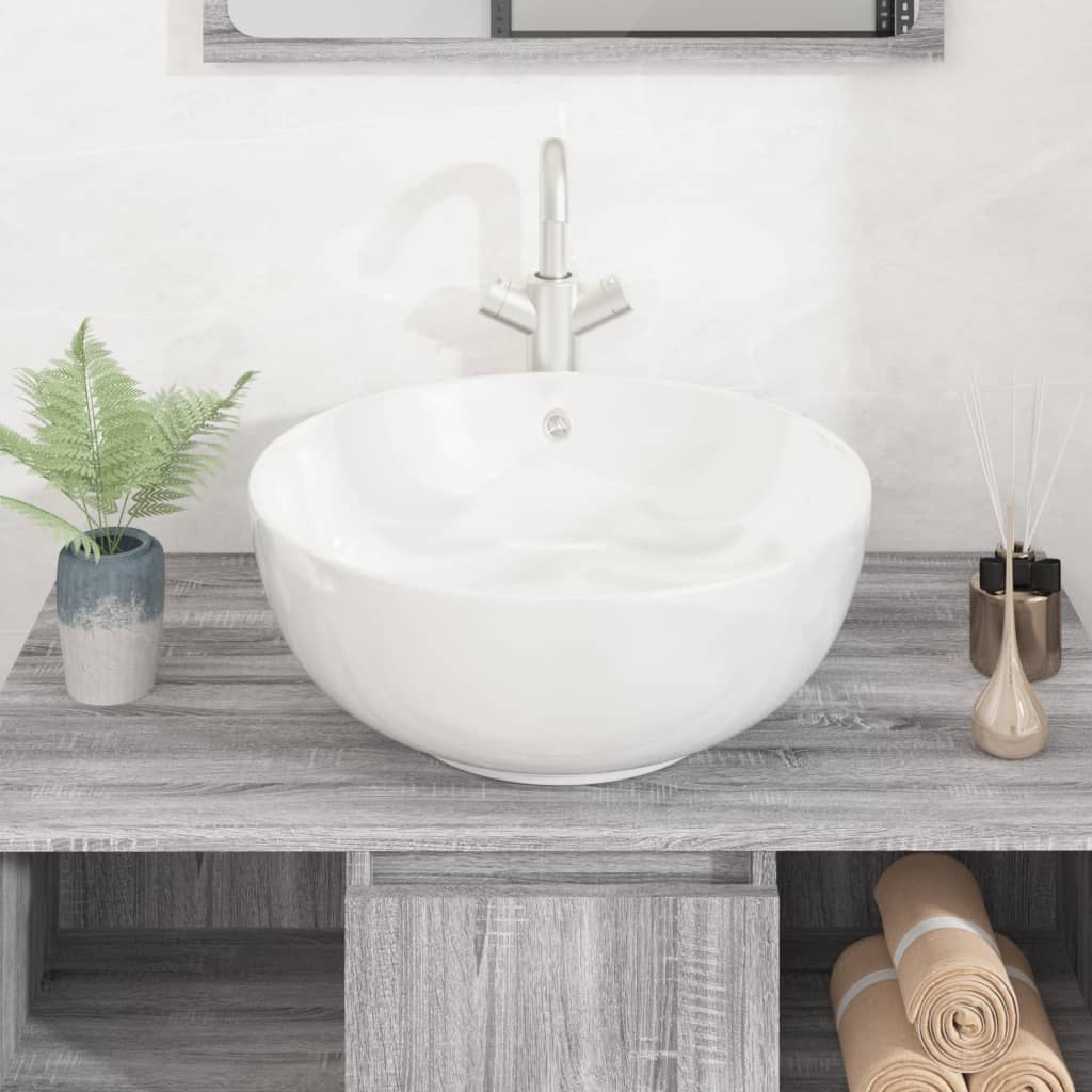 Vidaxl Washbeer 44x17 cm rund Keramik Weiß