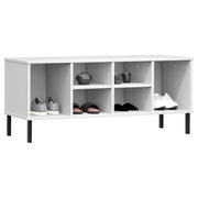 Vidaxl -Schuhregal mit Metallbeinen Oslo 106x35x45 cm Kiefernholz Weiß weiß - afbeelding 3