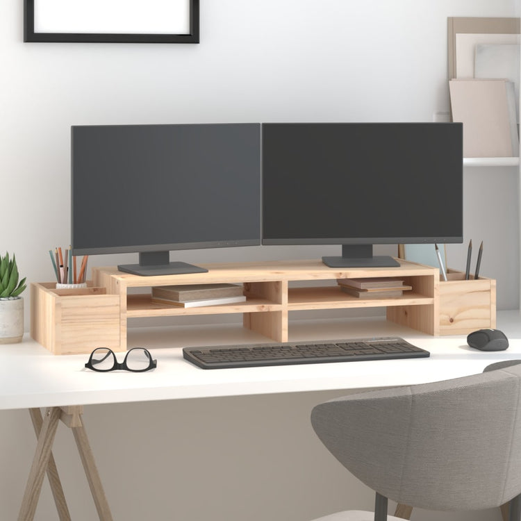 Vidaxxl Monitorständer 100x27,5x15 cm massives Kiefernholz