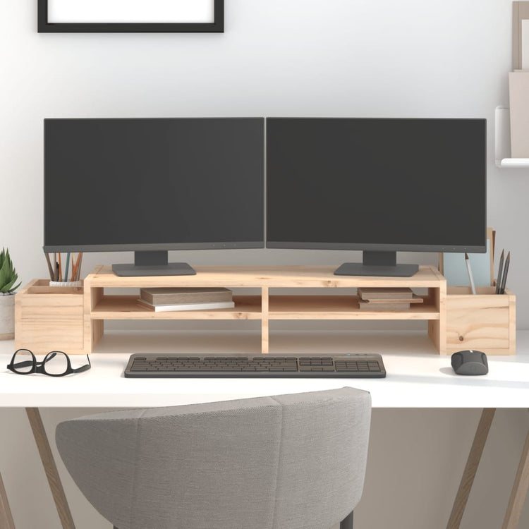 Vidaxxl Monitorständer 100x27,5x15 cm massives Kiefernholz