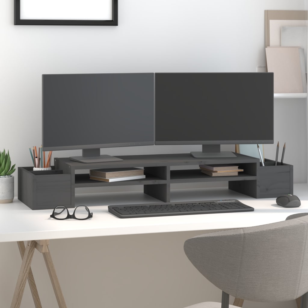 Vidaxl Monitor Standard 100x27.5x15 cm Festkieferngrau grau