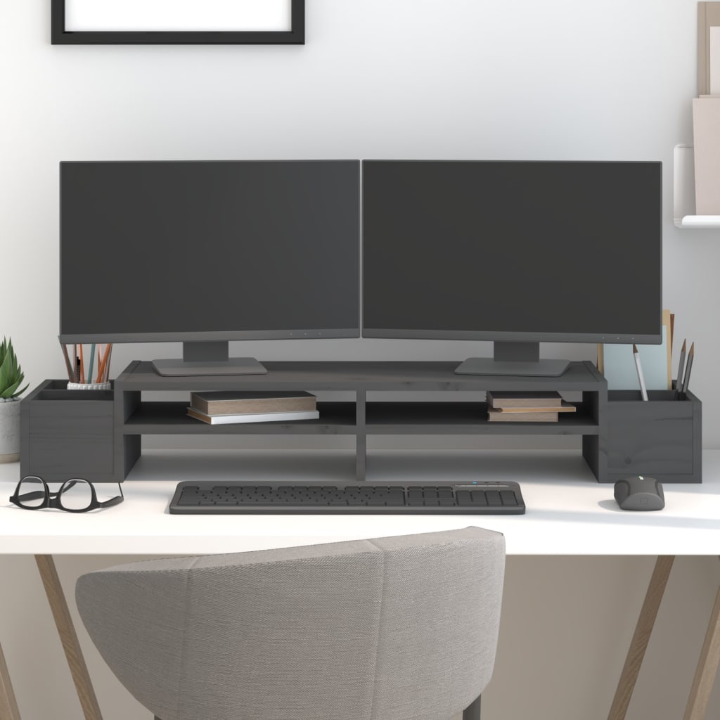 Vidaxl Monitor Standard 100x27.5x15 cm Festkieferngrau grau