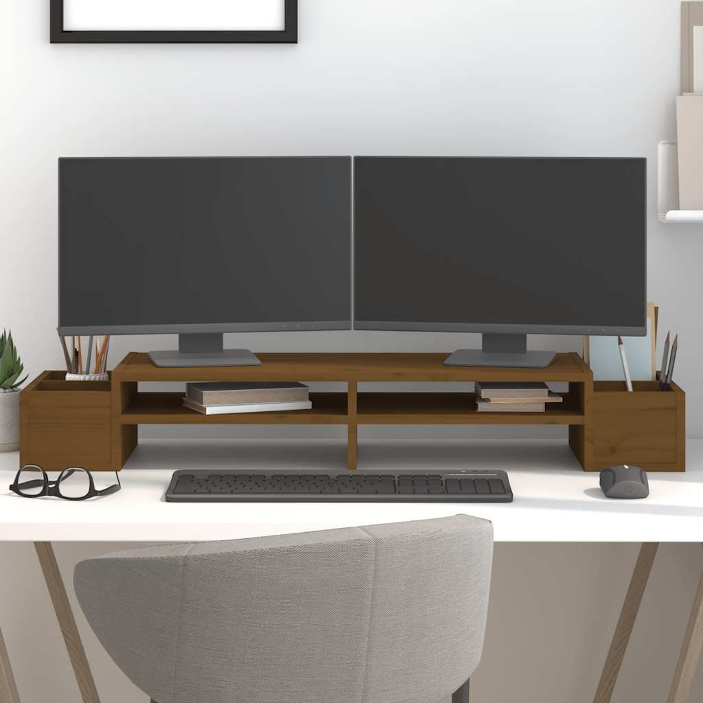 Vidaxl Monitor Standard 100x27,5x15 cm Festkiefer Honigbraun