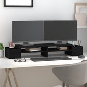 Vidaxl Monitor Standard 100x27.5x15 cm Festkiefer Holz schwarz - afbeelding 3