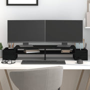 Vidaxl Monitor Standard 100x27.5x15 cm Festkiefer Holz schwarz - afbeelding 1