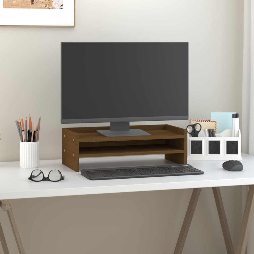 Vidaxl Monitor steht 50x24x16 cm Festkiefer Honigbraun
