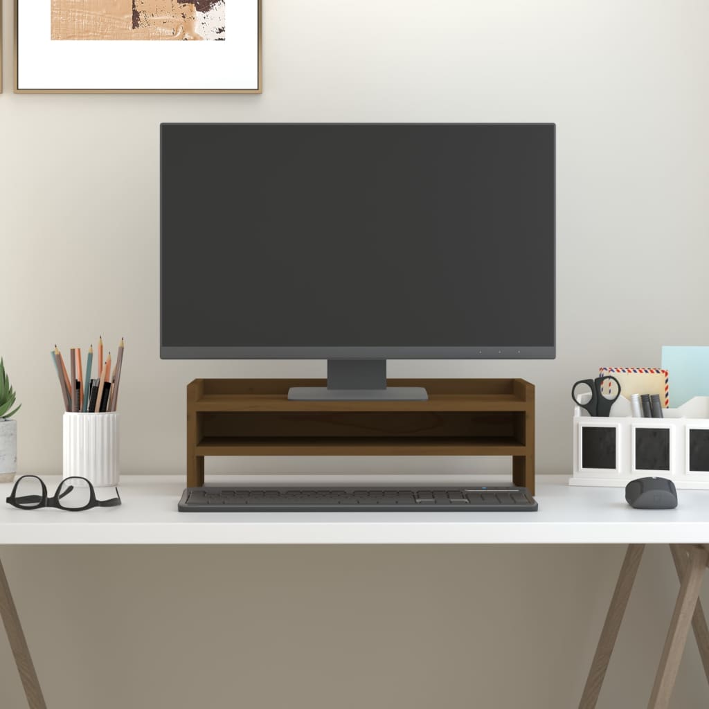 Vidaxl Monitor steht 50x24x16 cm Festkiefer Honigbraun