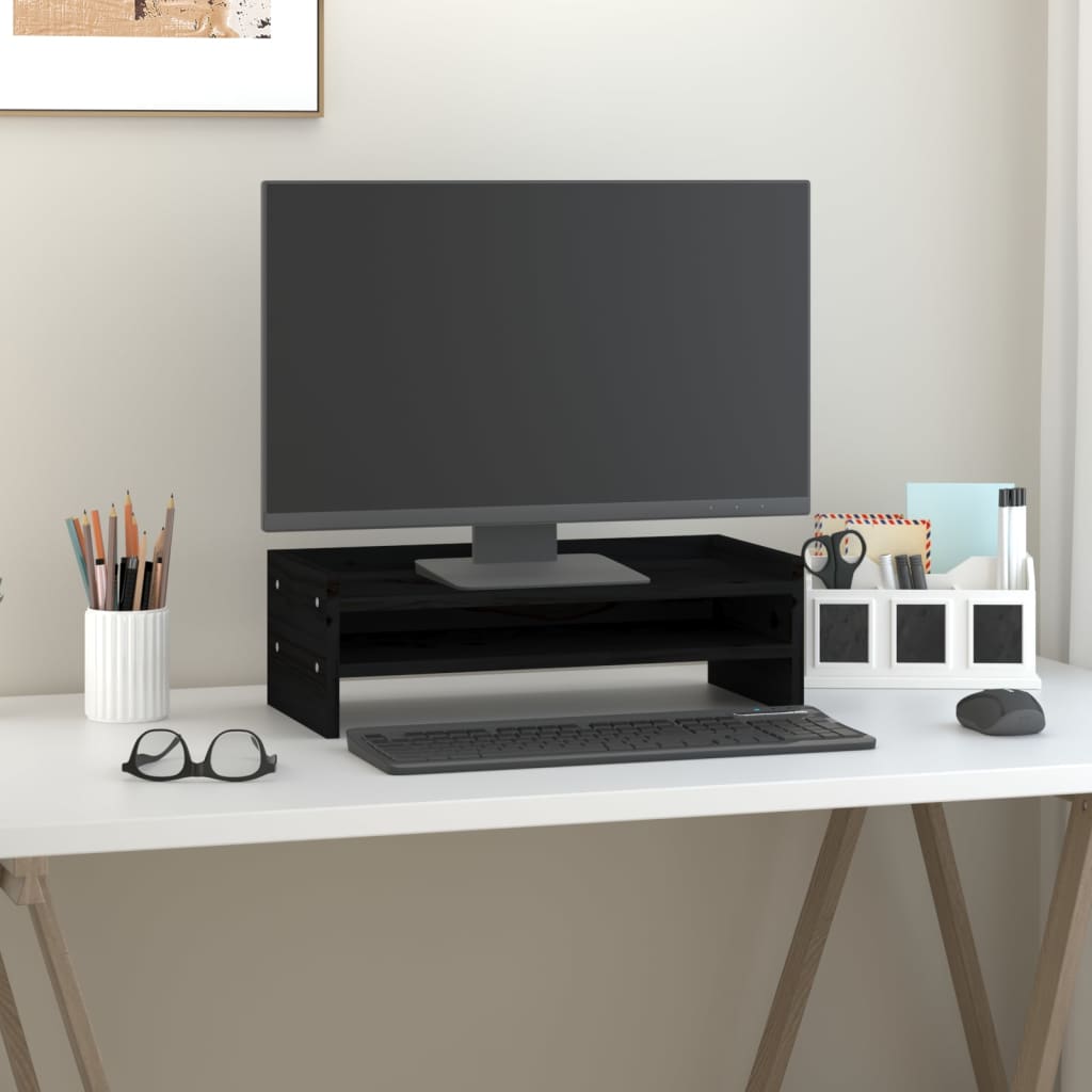 VIDAXL -Monitor steht 50x24x16 cm Festkiefer schwarz