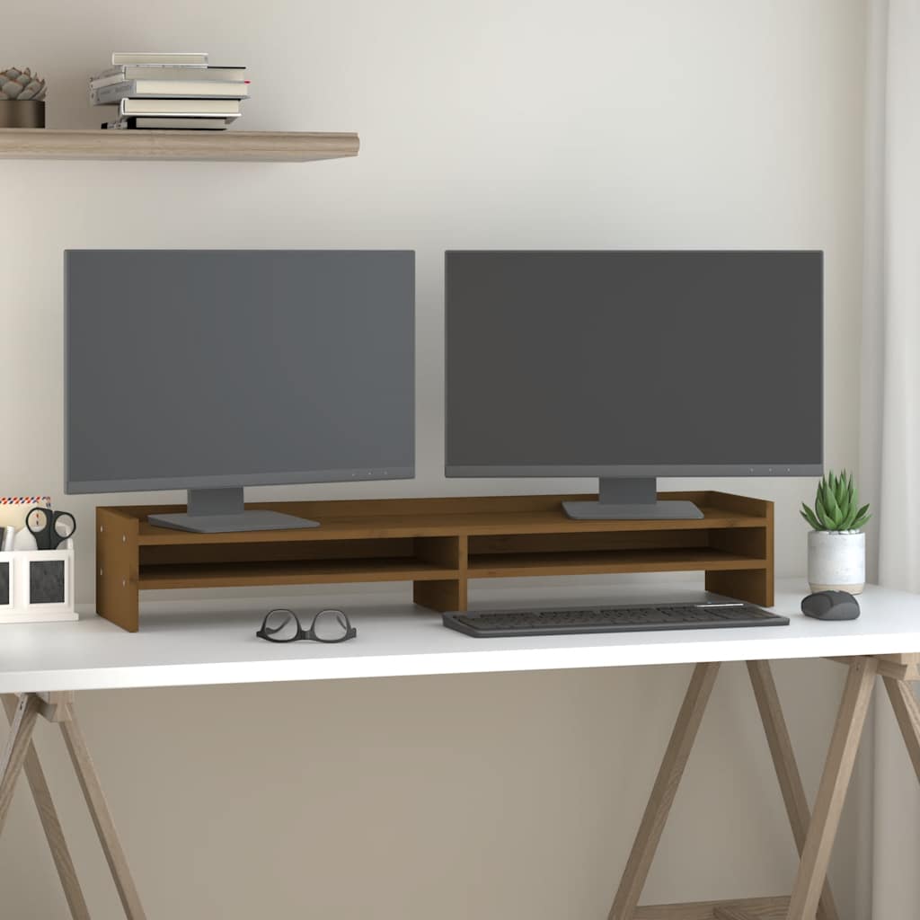 Vidaxl Monitor Standard 100x24x16 cm Festkiefer Honigbraun
