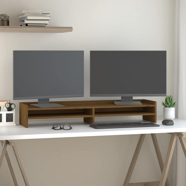 Vidaxl Monitor Standard 100x24x16 cm Festkiefer Honigbraun