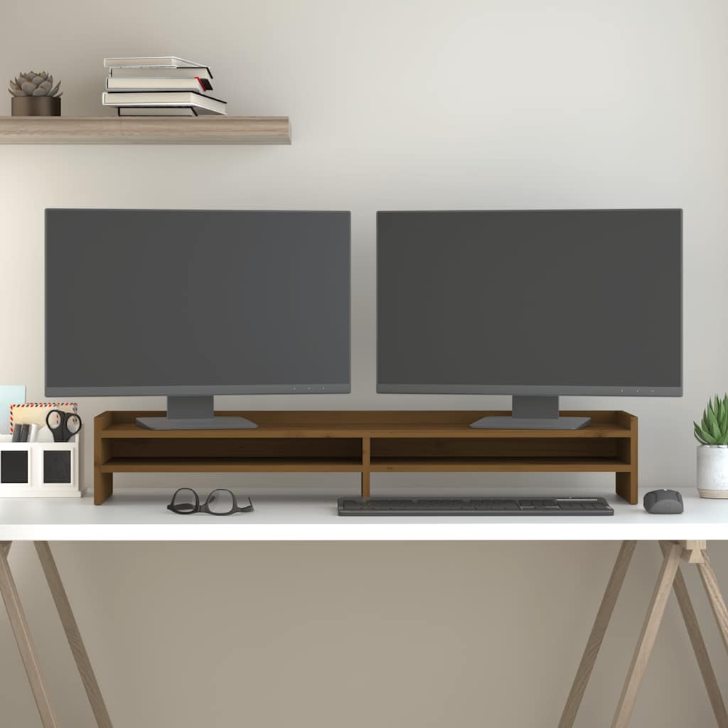 Vidaxl Monitor Standard 100x24x16 cm Festkiefer Honigbraun