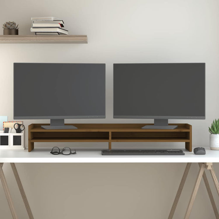 Vidaxl Monitor Standard 100x24x16 cm Festkiefer Honigbraun