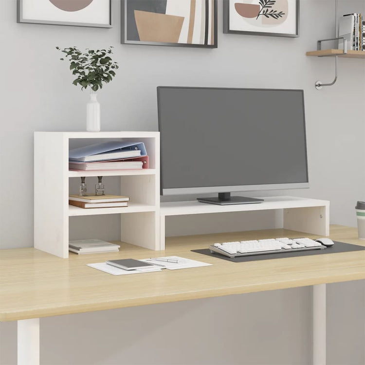 Vidaxl Monitor Stand 81x20x30 cm Festkiefern weiß
