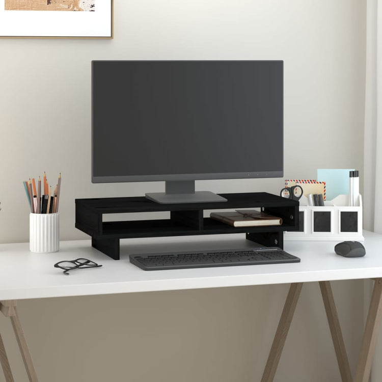 Vidaxl Monitor Stand 60x27x14 cm Festkiefer schwarz schwarz
