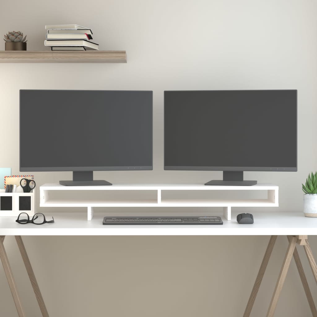 Vidaxl Monitor Standard 100x27x14 cm Festkieferweiß weiß