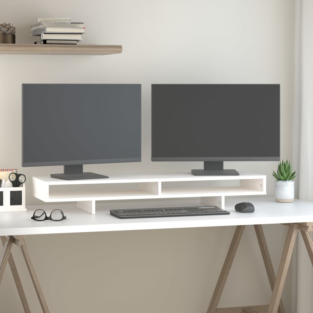 Vidaxl Monitor Standard 100x27x14 cm Festkieferweiß weiß