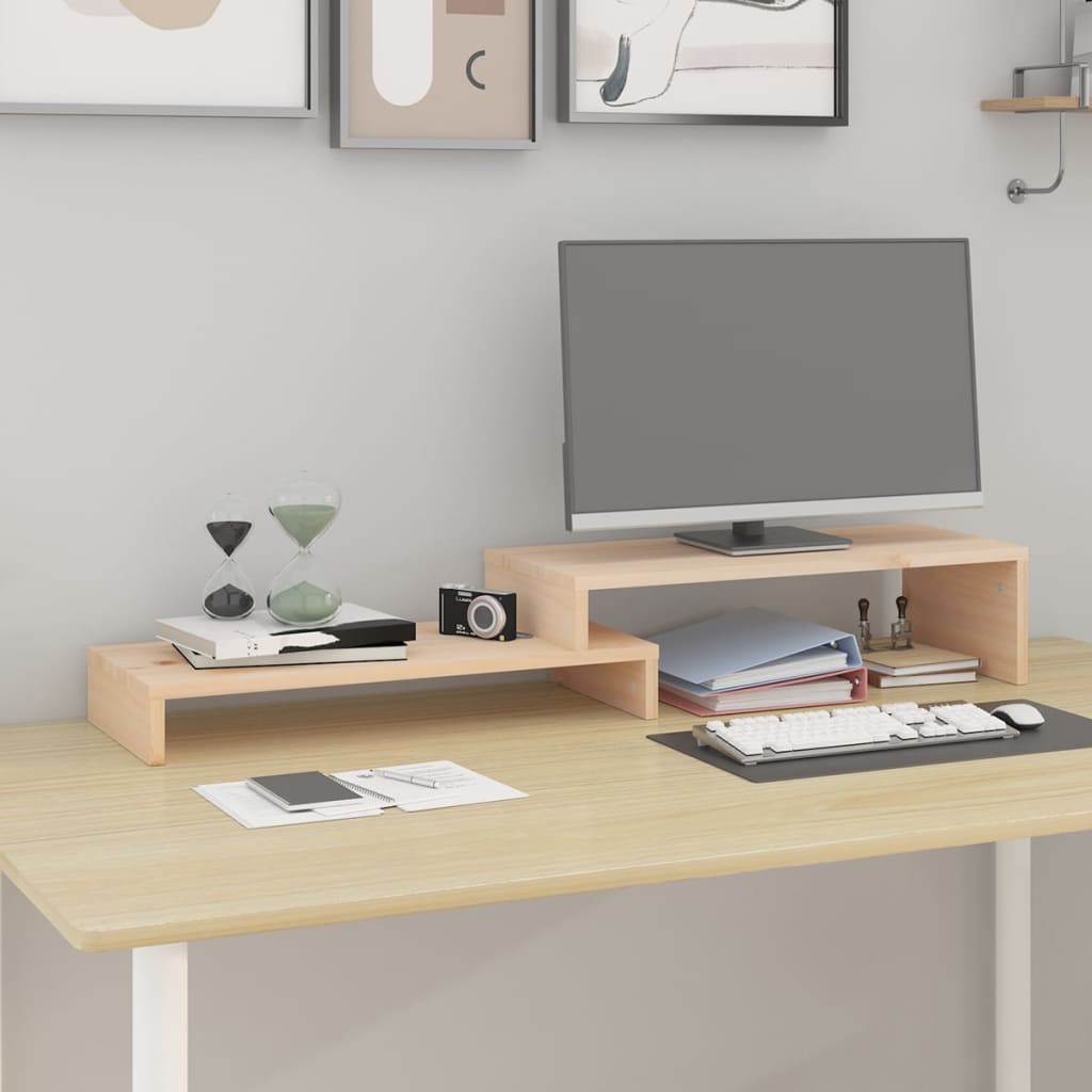VidaXL Monitorständer (52-101)x22x14 cm massives Kiefernholz