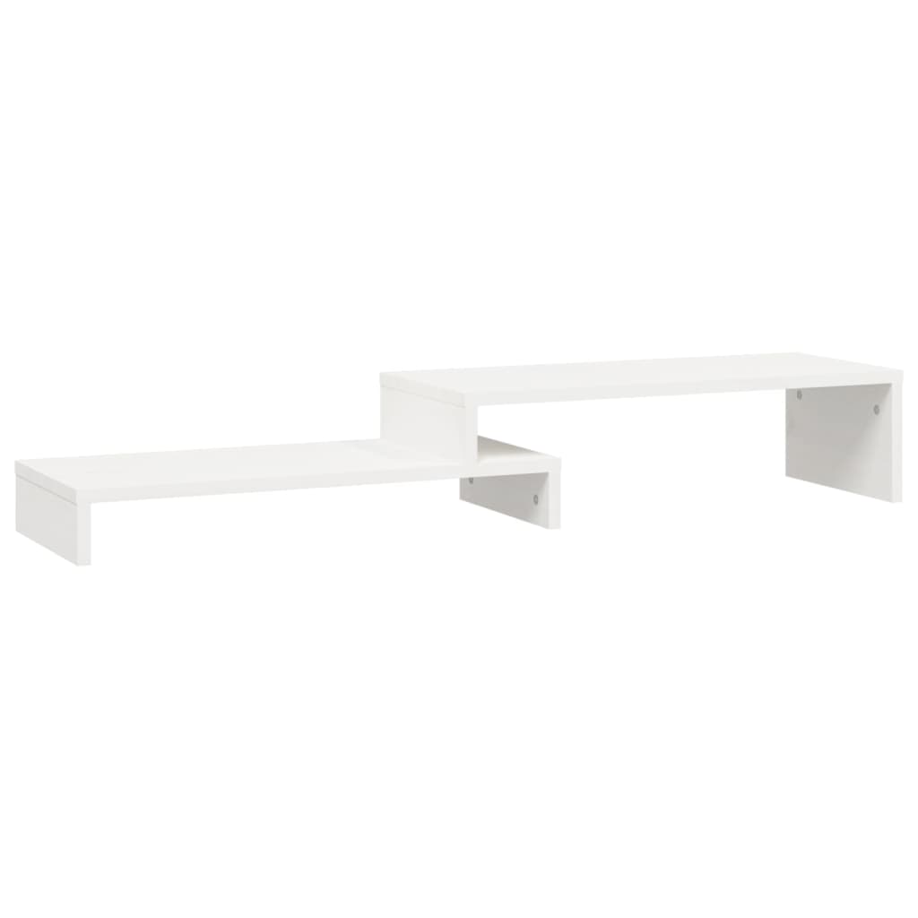 VidaXL Monitorständer (52-101)x22x14 cm massives Kiefernholz weiß
