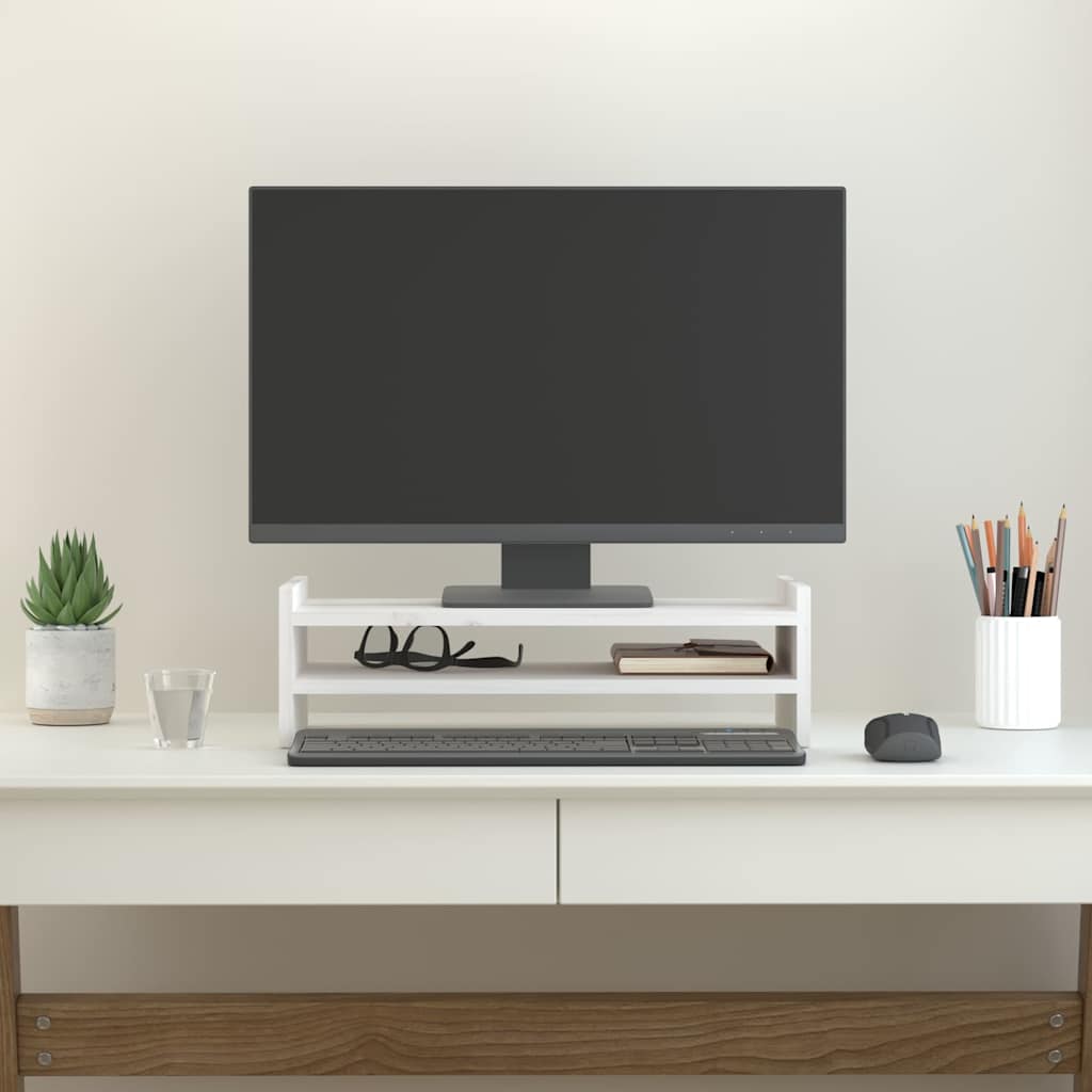Vidaxl Monitor steht 50x27x15 cm Festkiefer weiß