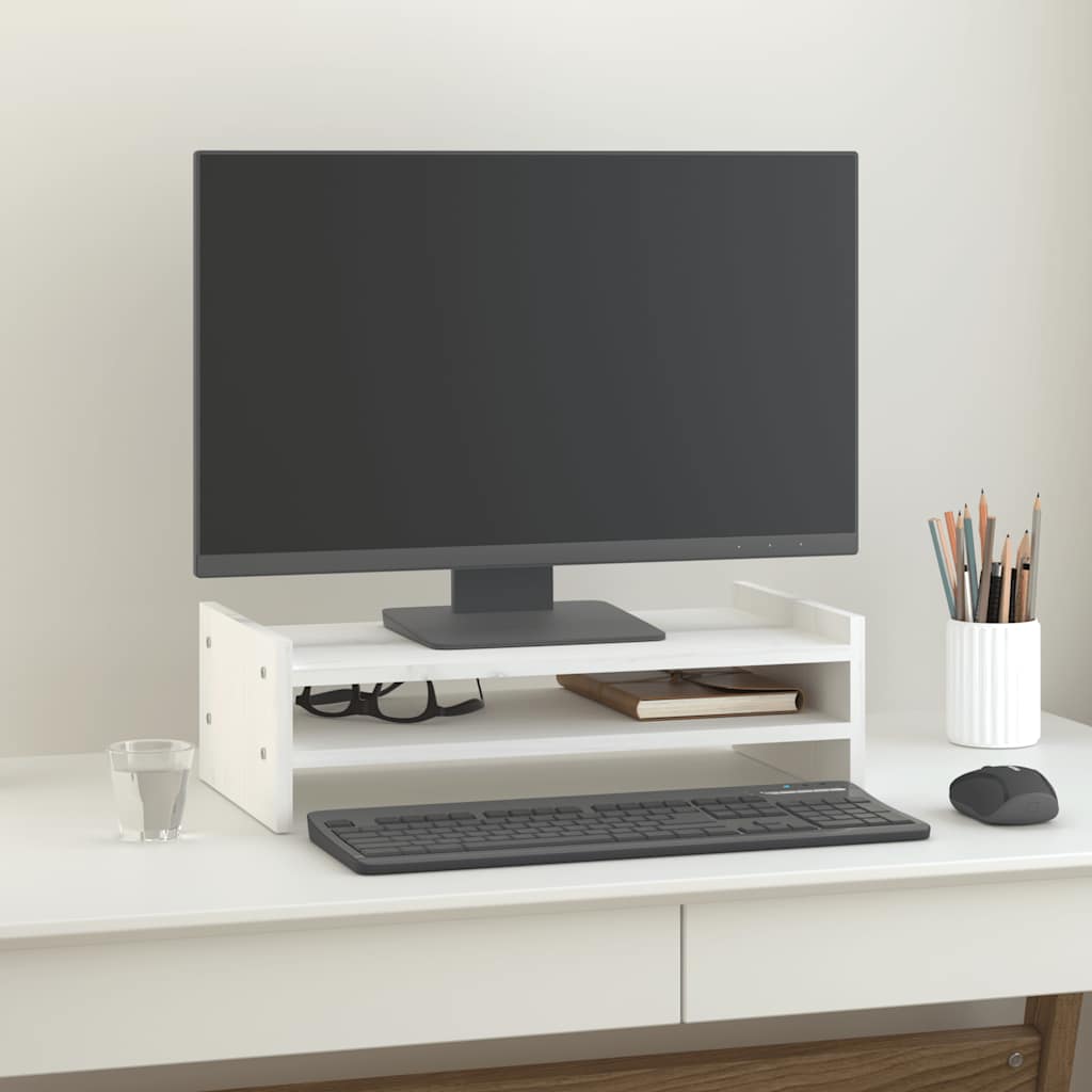 Vidaxl Monitor steht 50x27x15 cm Festkiefer weiß