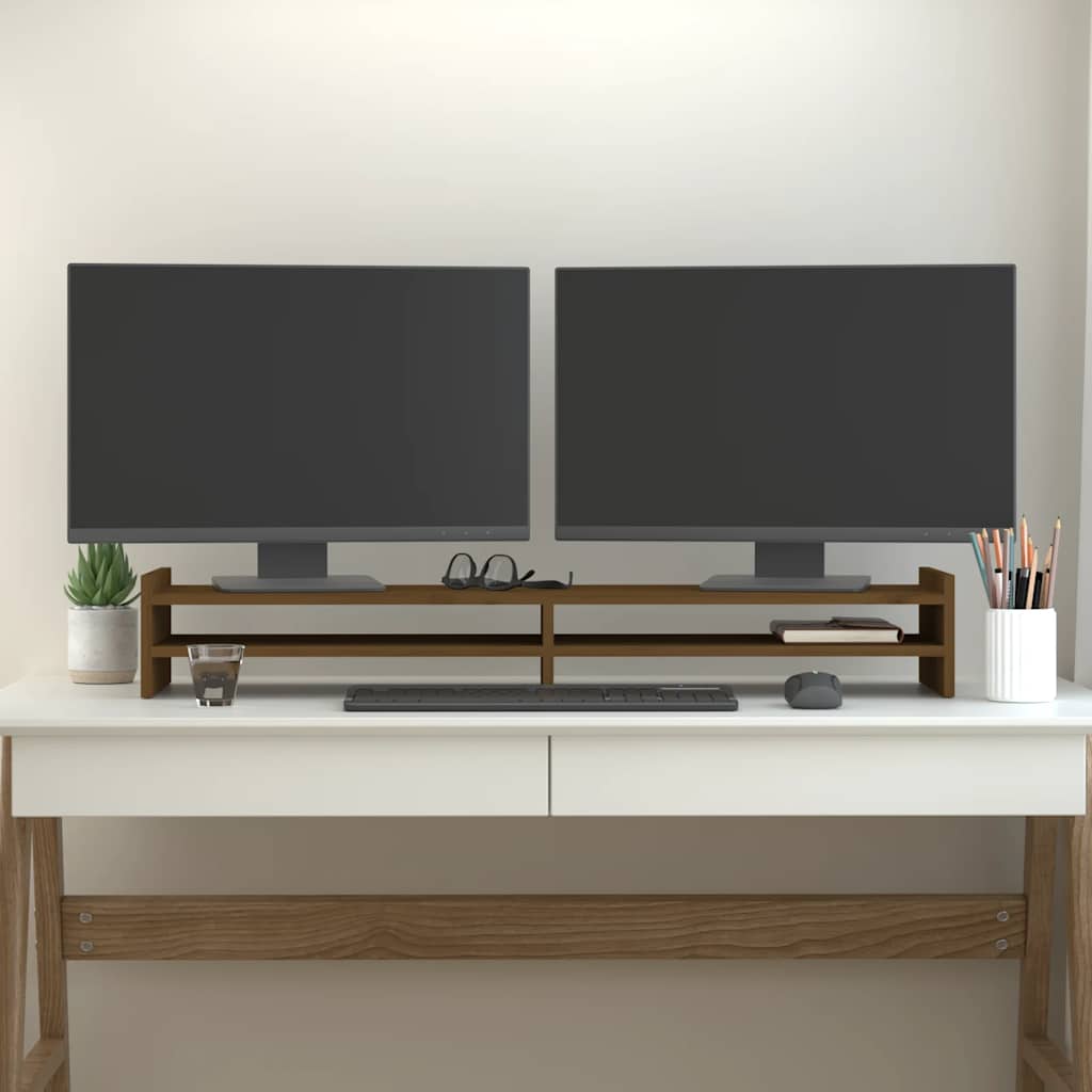 Vidaxl Monitor Standard 100x27x15 cm Festkiefer Honigbraun