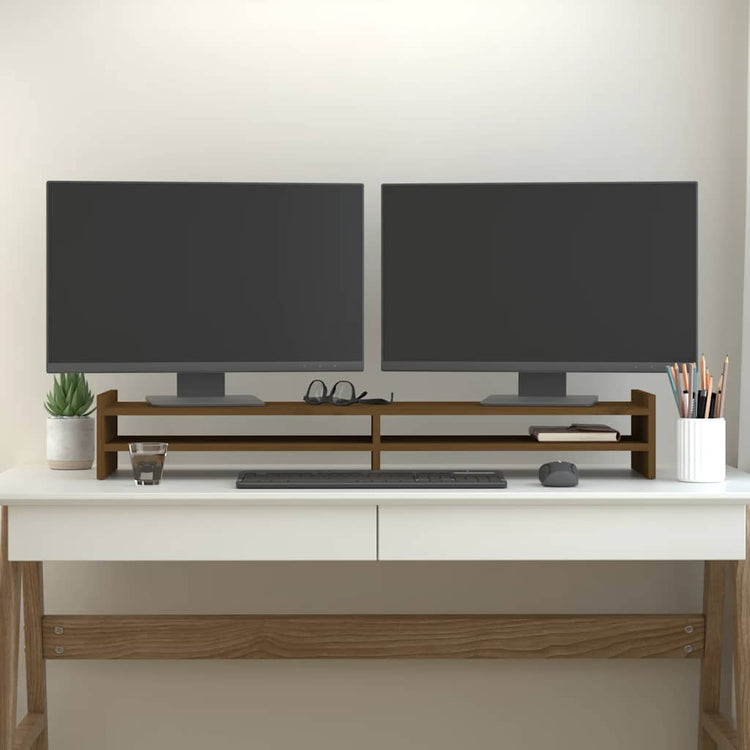 Vidaxl Monitor Standard 100x27x15 cm Festkiefer Honigbraun