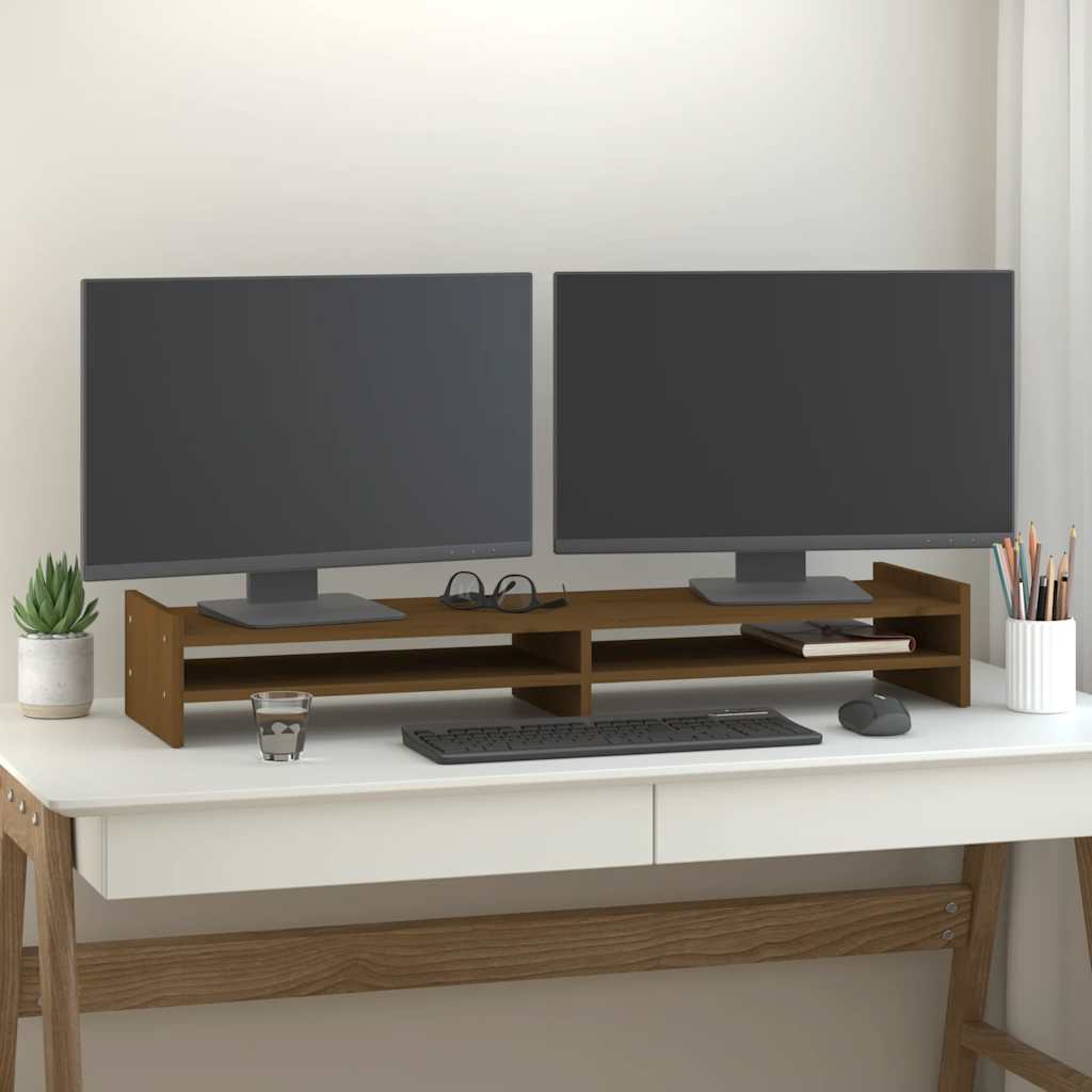 Vidaxl Monitor Standard 100x27x15 cm Festkiefer Honigbraun