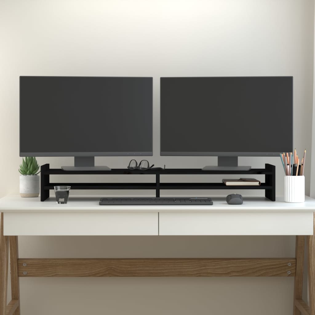 Vidaxl Monitor Standard 100x27x15 cm Festkiefer schwarz