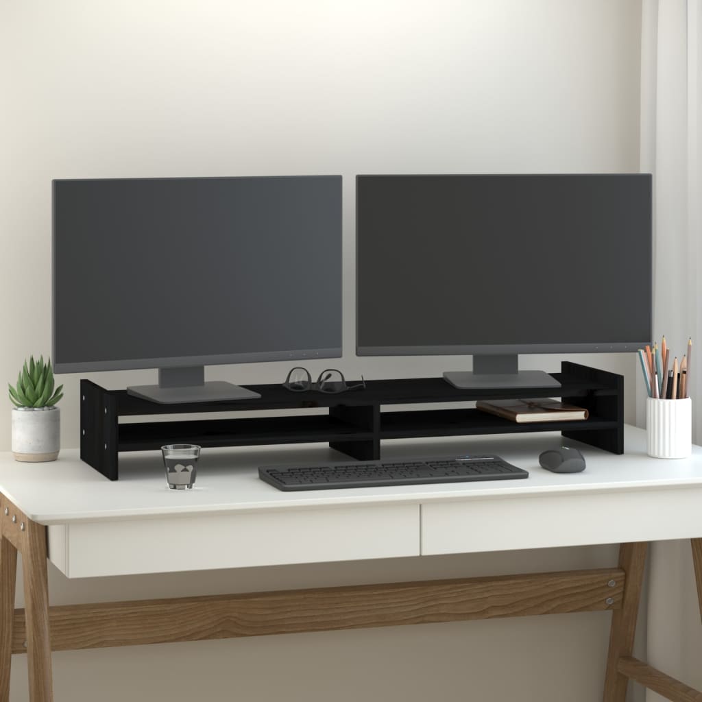 Vidaxl Monitor Standard 100x27x15 cm Festkiefer schwarz
