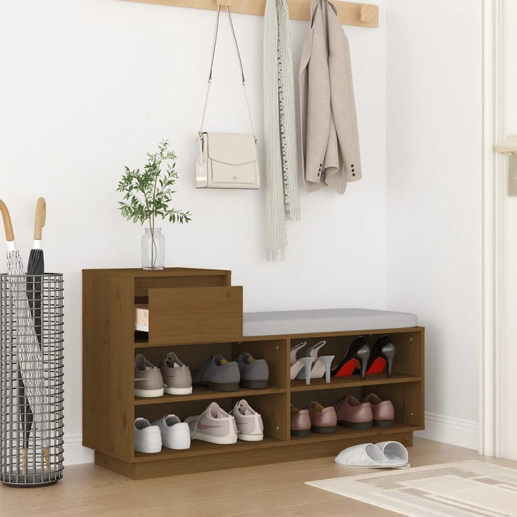 Vidaxl Schuhschrank 110x34x61 cm Festkiefer Honig braun