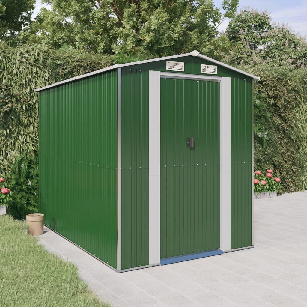 Vidaxl Garden Shed 192x274x223 cm verzinkter Stahlgrün