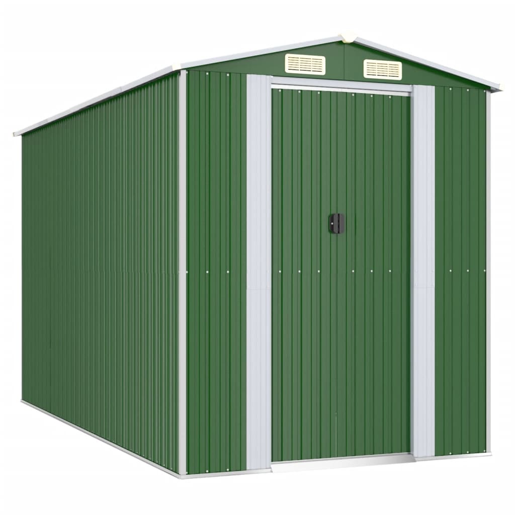 Vidaxl Garden Shed 192x357x223 cm verzinkter Stahlgrün