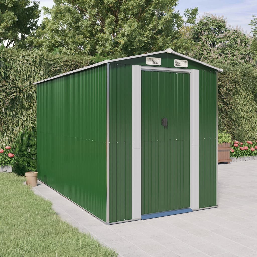 Vidaxl Garden Shed 192x357x223 cm verzinkter Stahlgrün