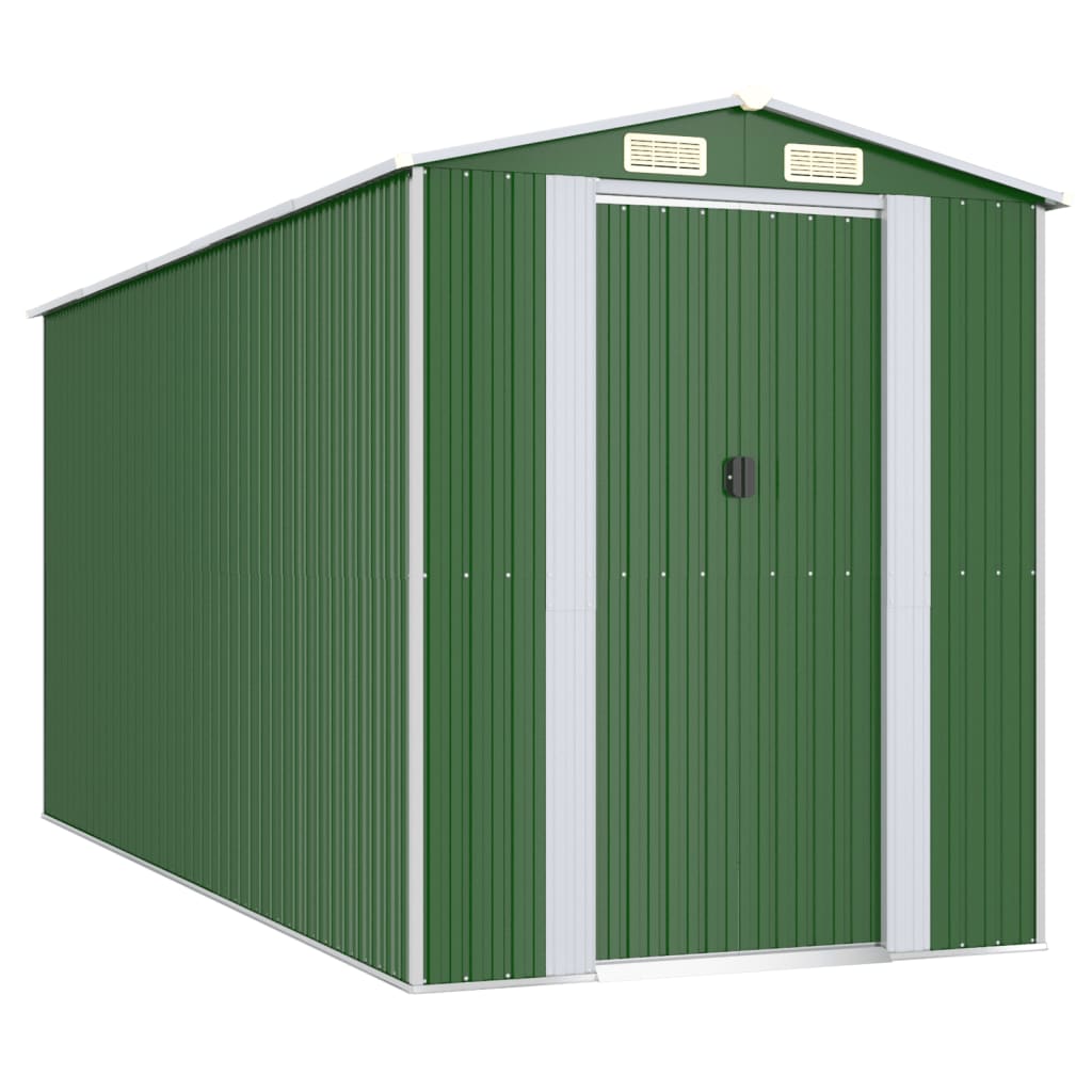 Vidaxl Garden Shed 192x440x223 cm verzinktes Stahlgrün