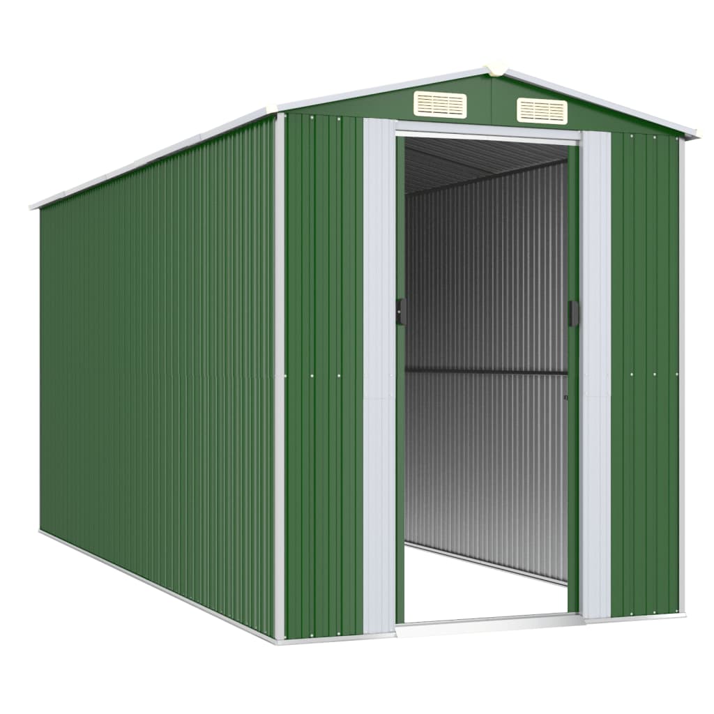 Vidaxl Garden Shed 192x440x223 cm verzinktes Stahlgrün