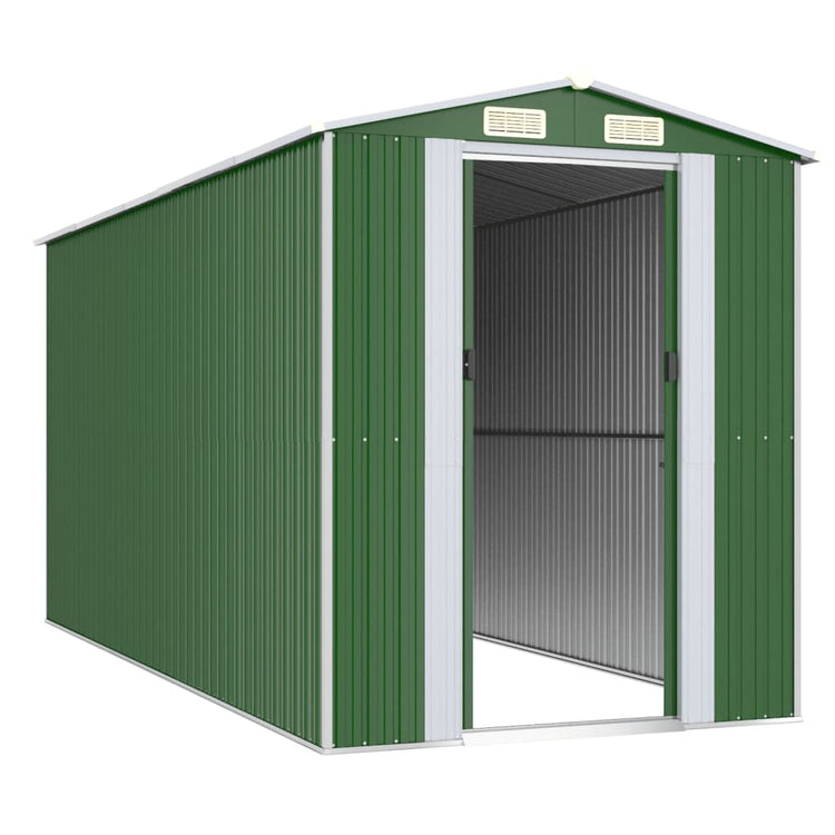 Vidaxl Garden Shed 192x440x223 cm verzinktes Stahlgrün