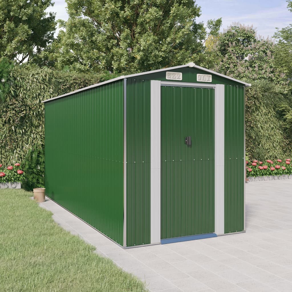 Vidaxl Garden Shed 192x440x223 cm verzinktes Stahlgrün