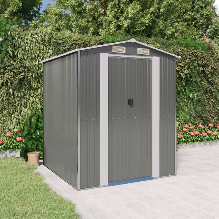 Vidaxl Garden Shed 192x191x223 cm verzinkter Stahl hellgrau