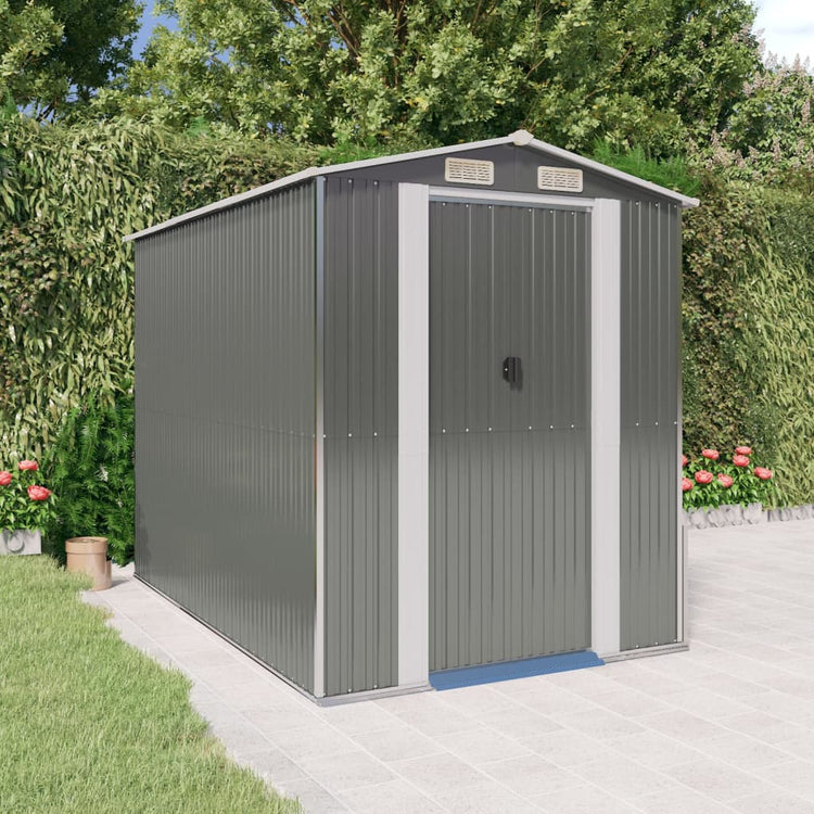 Vidaxl Garden Shed 192x274x223 cm verzinkter Stahl hellgrau