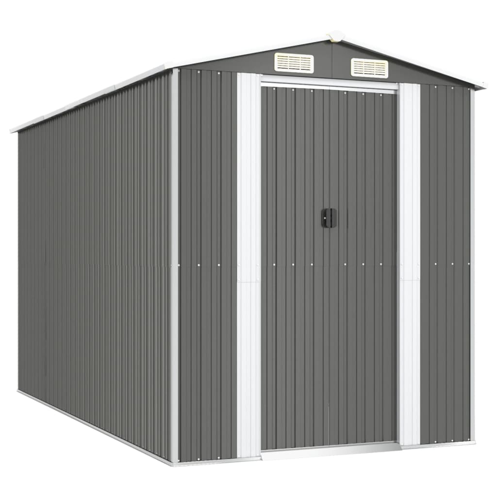 Vidaxl Garden Shed 192x357x223 cm verzinkter Stahl hellgrau
