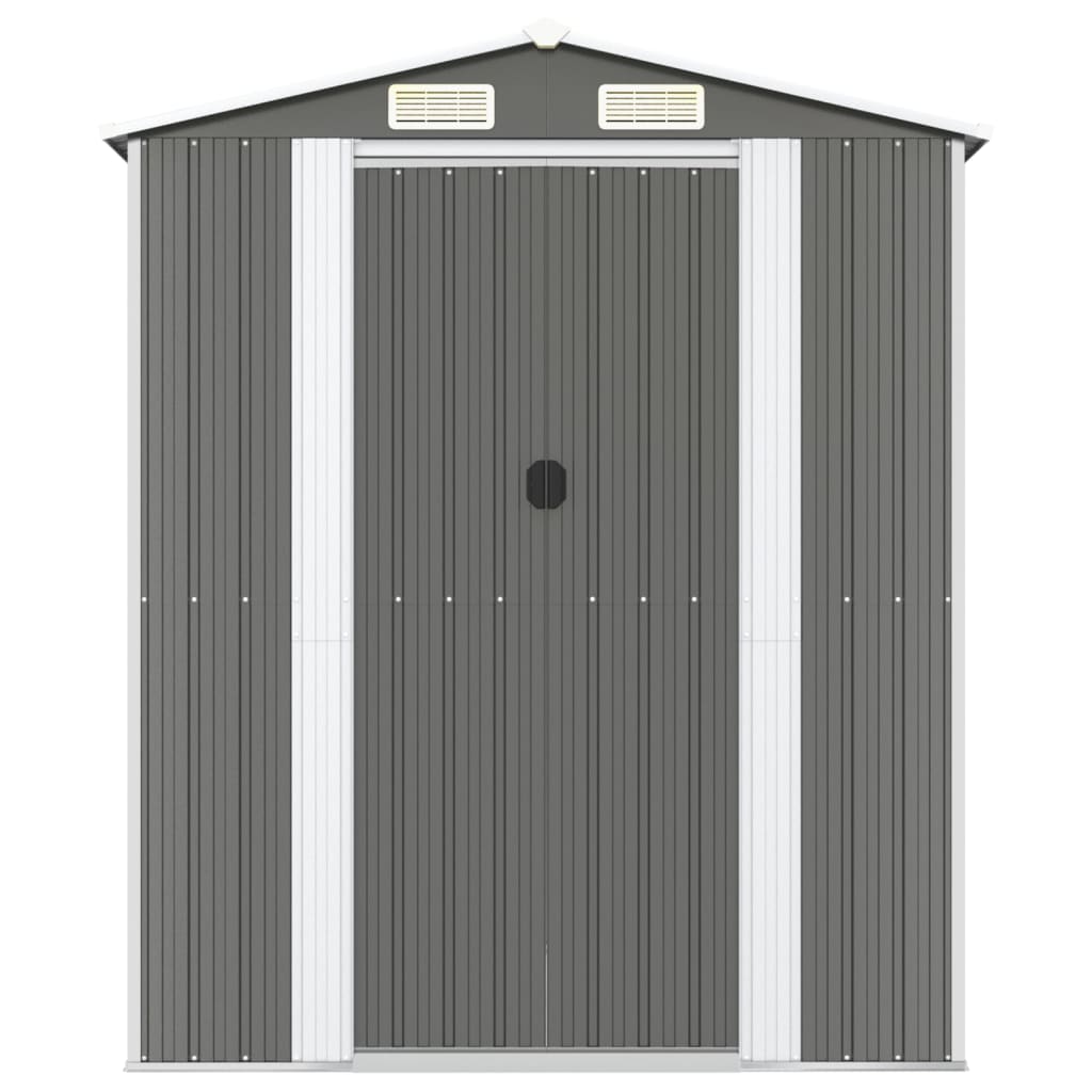 Vidaxl Garden Shed 192x357x223 cm verzinkter Stahl hellgrau