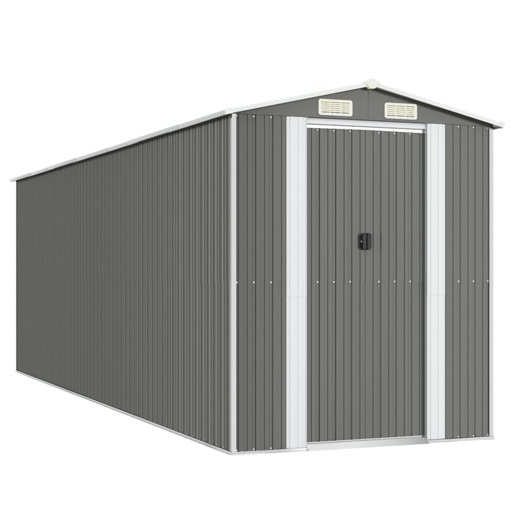 Vidaxl Garden Shed 192x606x223 cm verzinkter Stahl hellgrau