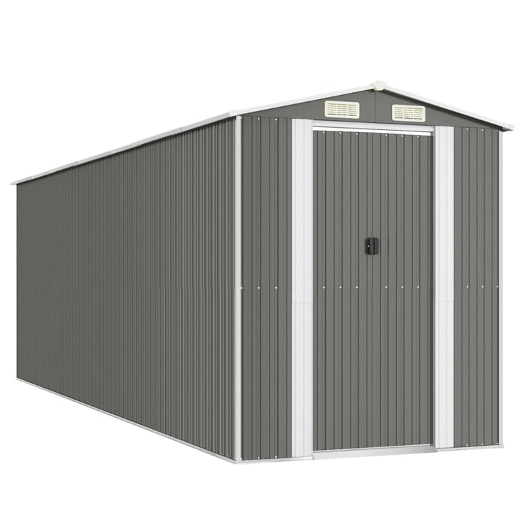 Vidaxl Garden Shed 192x606x223 cm verzinkter Stahl hellgrau